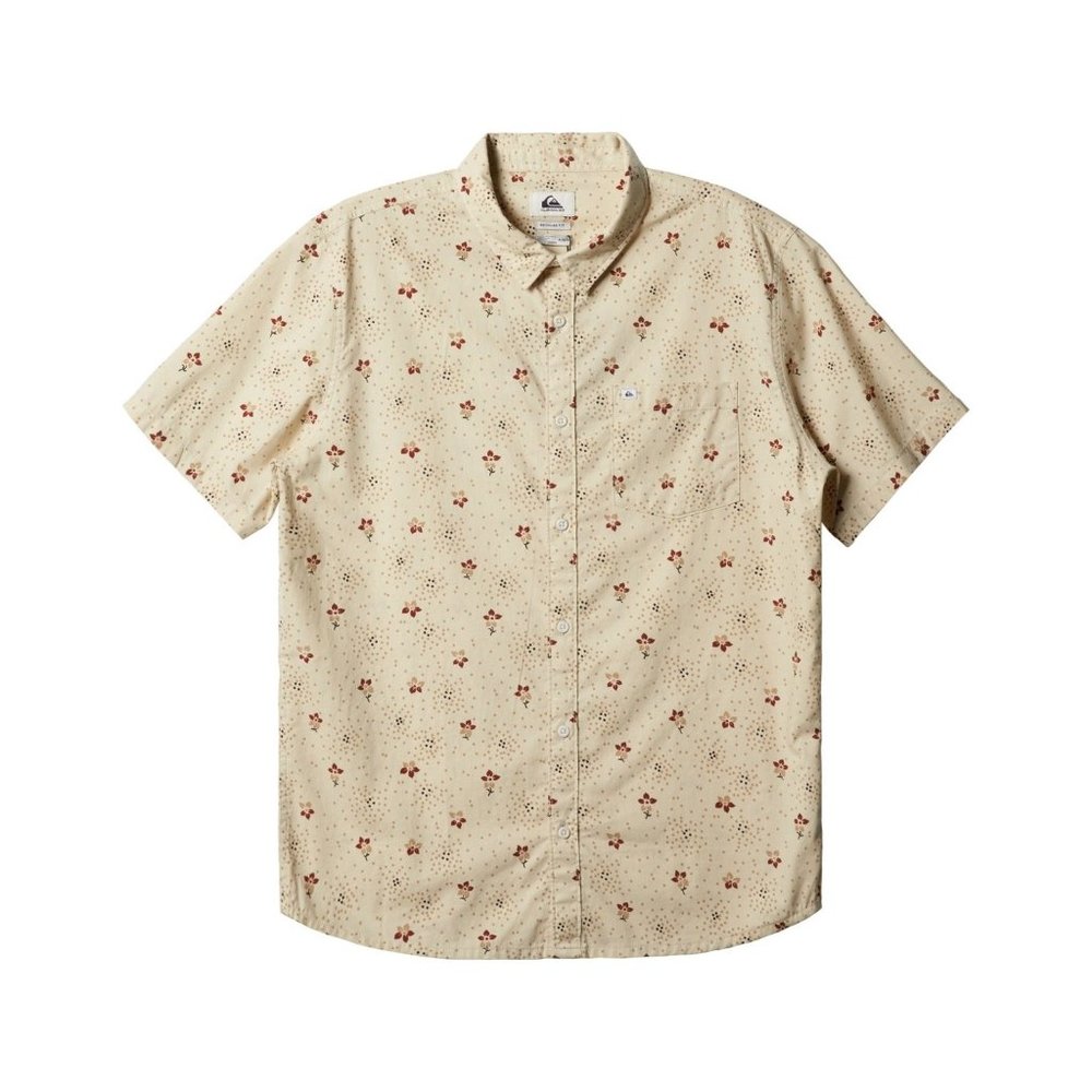 Quiksilver Men's Summer Petals Woven Short Sleeve Shirt, Birch, Size XL, NWT - Picture 1 of 5